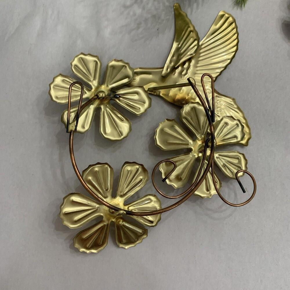Vtg Home Interiors Flower Hummingbirds Brass Wall Hanging Homco Home Dec… - Picture 5 of 8
